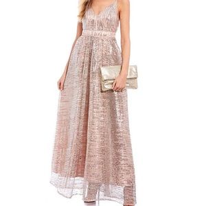 Rose Gold Midnight Doll V-Neck Sequin A-Line Dress